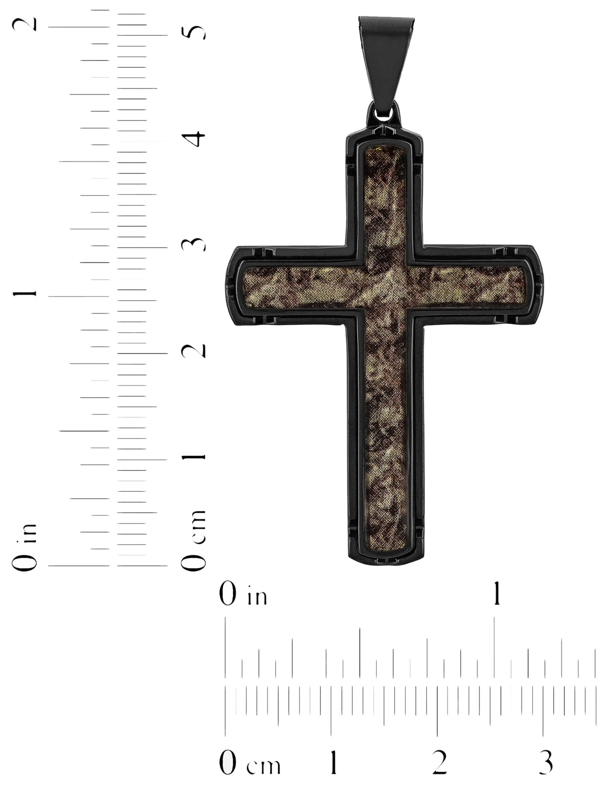 Black cross pendant with 24-inch curb link chain