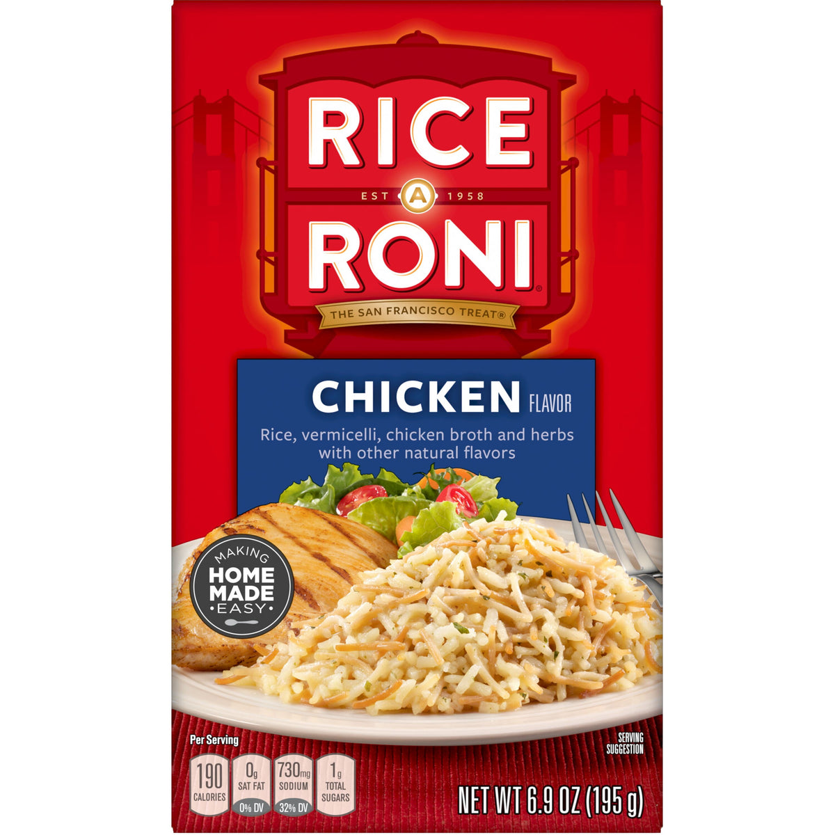 Rice-A-Roni chicken broth and herbs 6.9 oz box