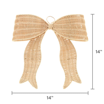 Neutral beige Christmas bow with top hanging loop