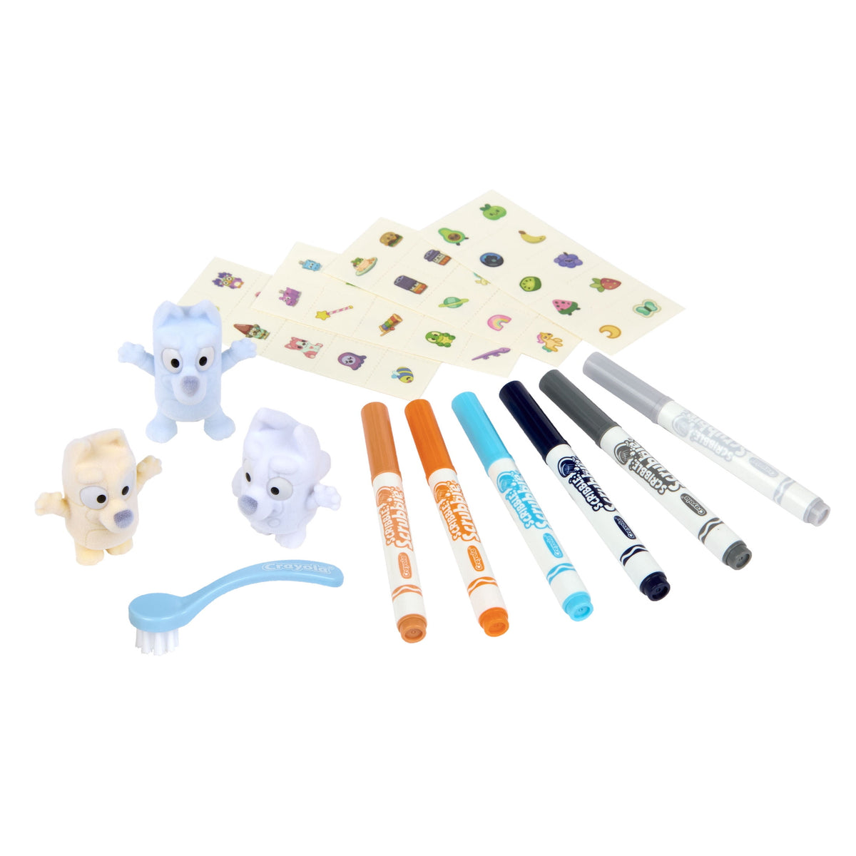 Bluey, Bingo, and Muffin Scribble Scrubbie figures
