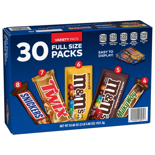 Mars variety pack chocolate candy bars 30-count