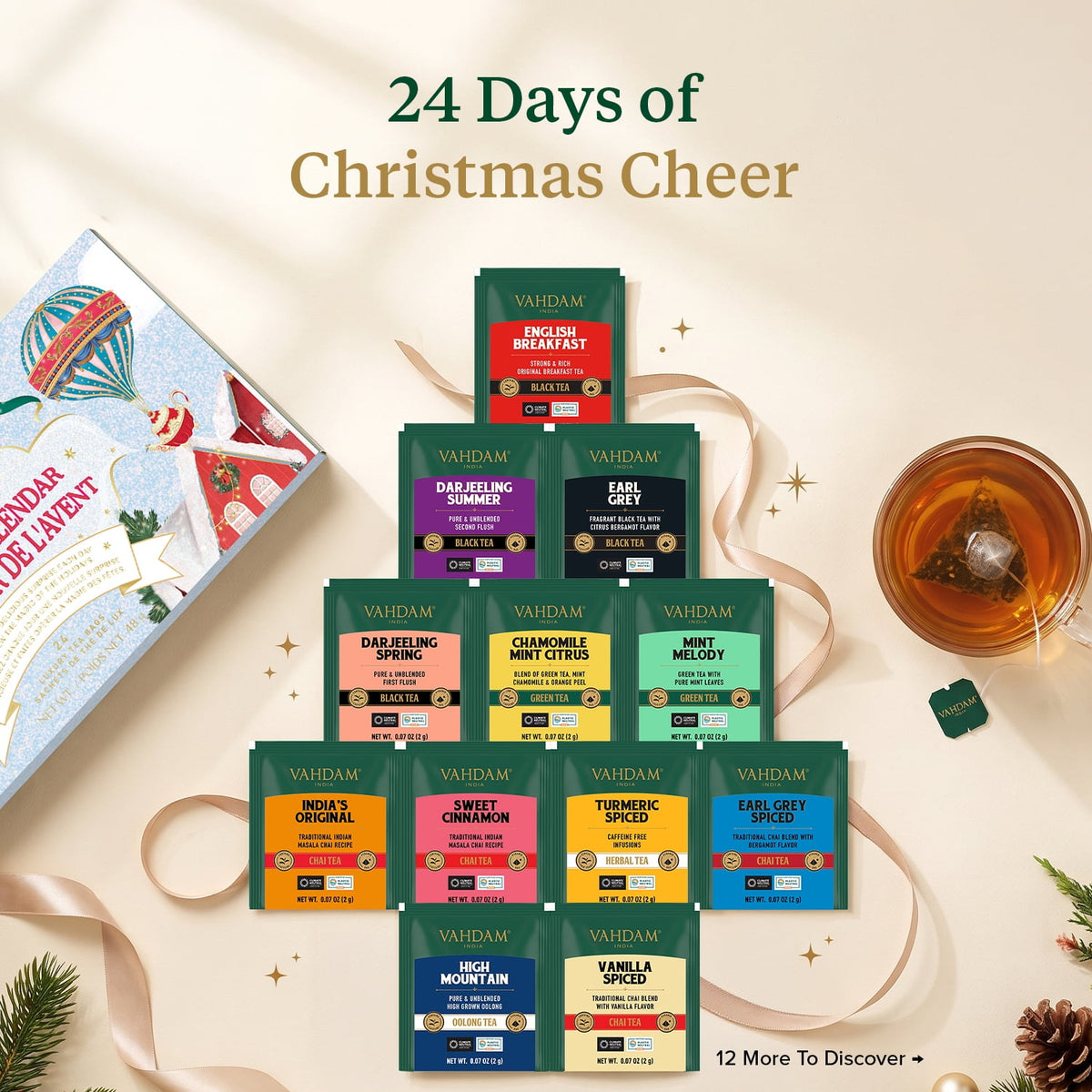 VAHDAM tea advent calendar folding gift box