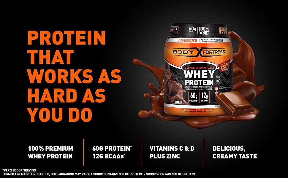 Body Fortress chocolate whey protein lifestyle image