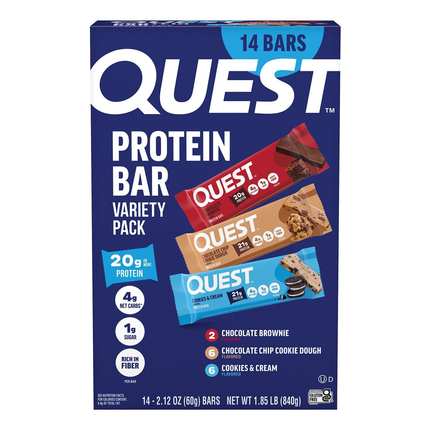 Quest Protein Bar Variety Pack 14 ct gluten free