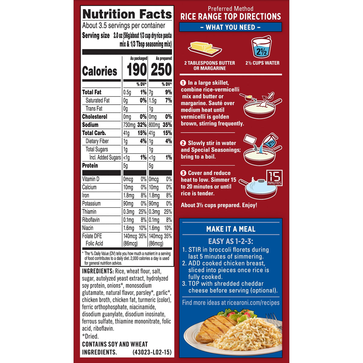 Chicken broth and herbs flavor Rice-A-Roni
