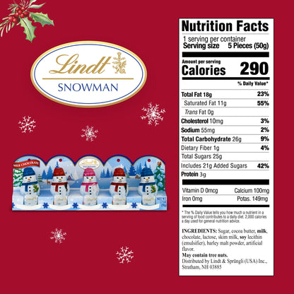 Lindt Mini Snowman chocolate stocking stuffers