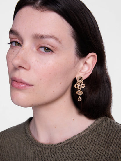 Scenario circle drop earrings with layered round drops