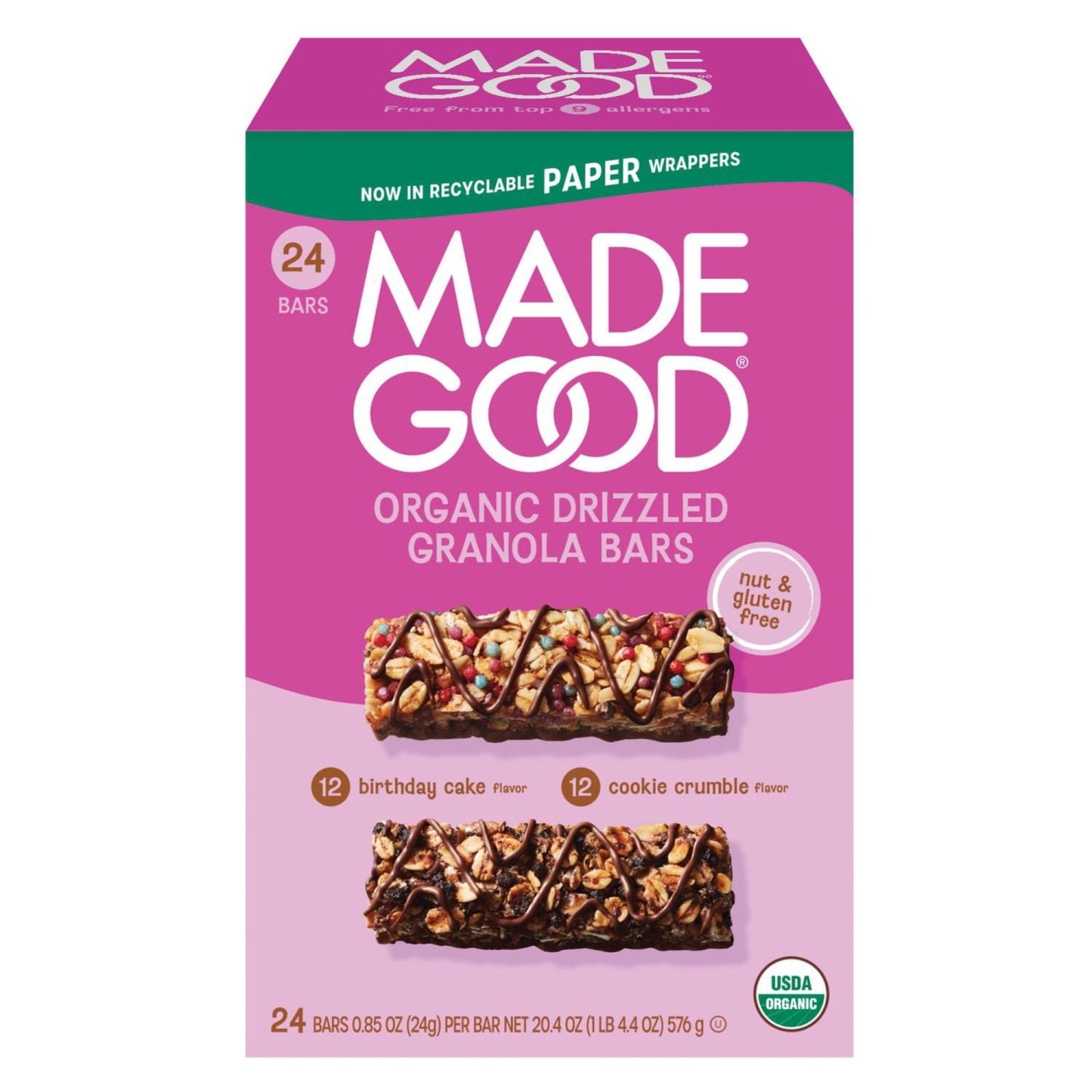 MadeGood drizzled granola bar variety pack 24 count