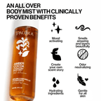 Pacifica body mist with amber, cocoa and vanilla notes
