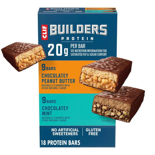 CLIF BUILDERS gluten free protein bars variety pack 18 count