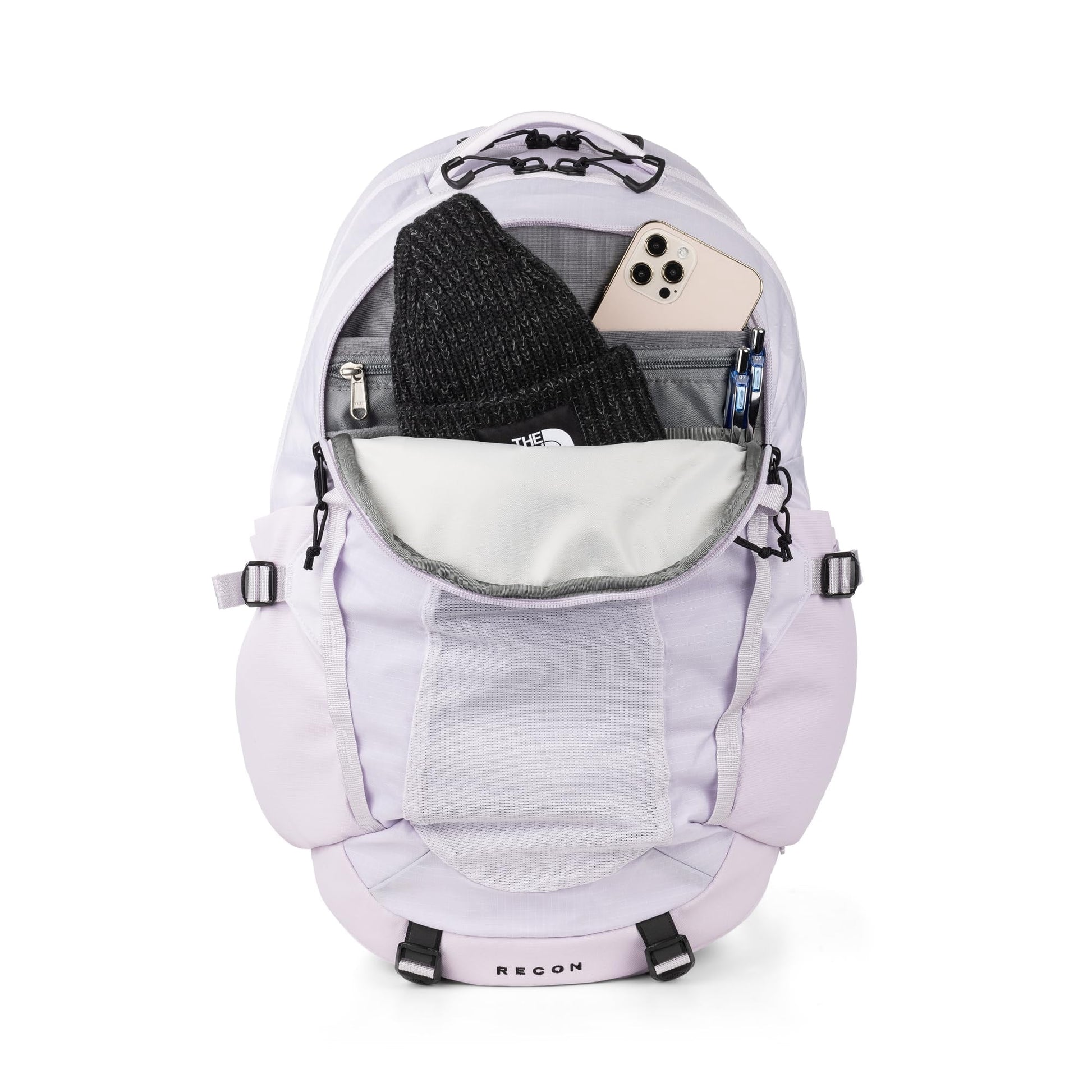 Lavender Fog The North Face backpack with reflective detailing
