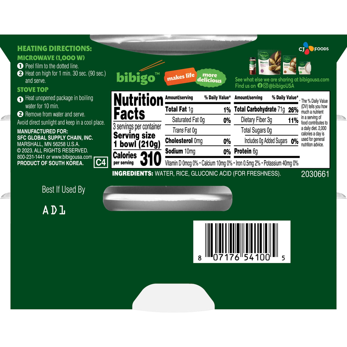 Bibigo microwaveable rice bowl product
