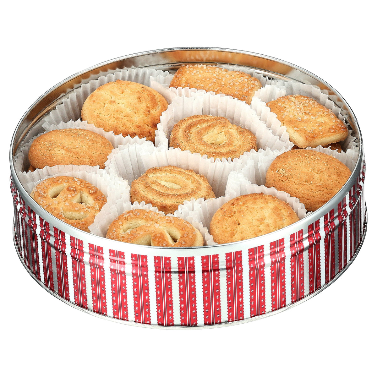 Great Value butter cookies in a Christmas-themed tin