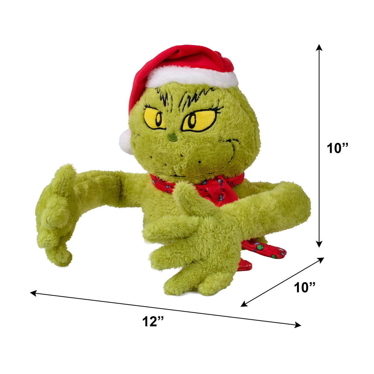 Grinch plush holiday accent with tree-hugging arms
