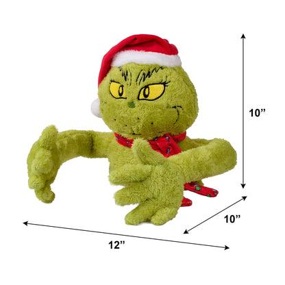 Grinch plush holiday accent with tree-hugging arms