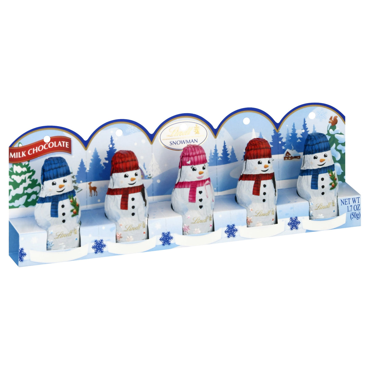 Lindt five-pack of hollow chocolate snowmen
