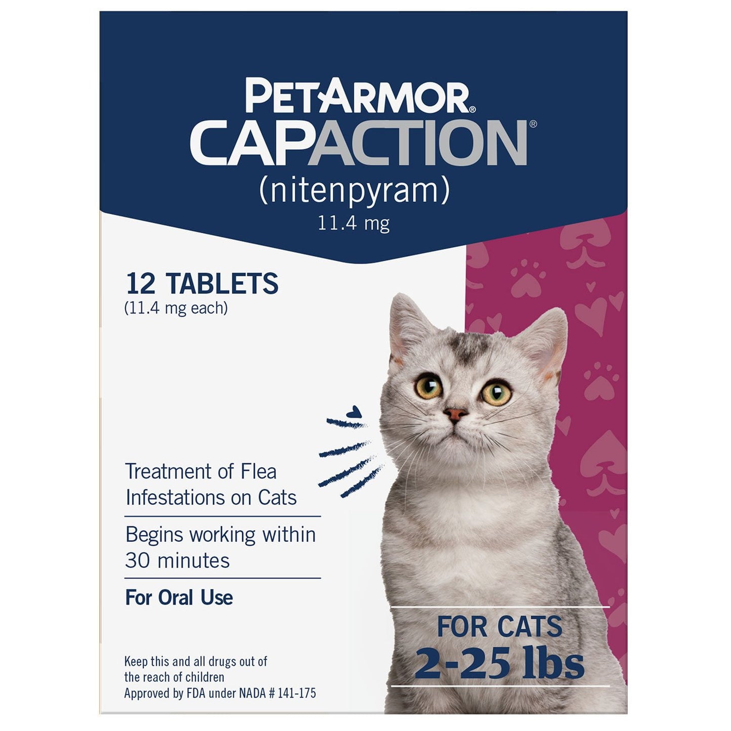 PetArmor CapAction oral flea treatment for cats 2-25 lbs 12 tabs