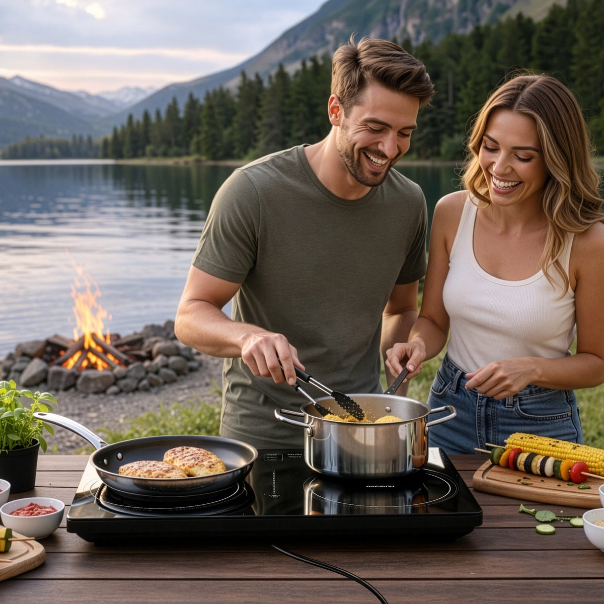 Dual-zone NuWave cooktop with digital controls