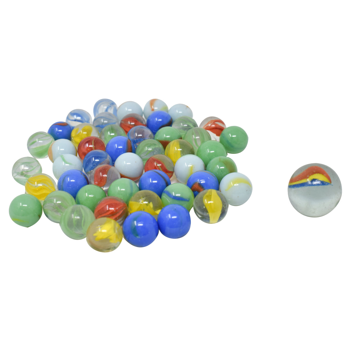 Toymendous glass marbles with colorful swirling designs