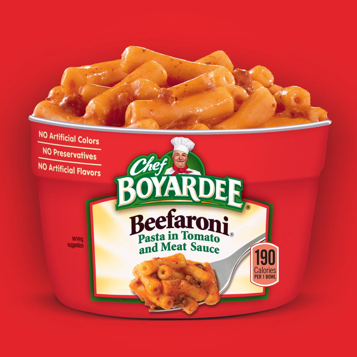 Chef Boyardee Beefaroni pasta in tomato and meat sauce