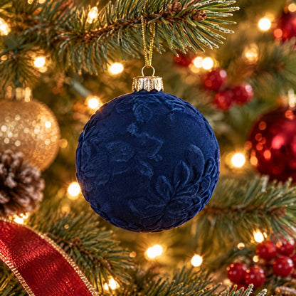 Four-piece set of dark blue shatterproof Christmas ornaments