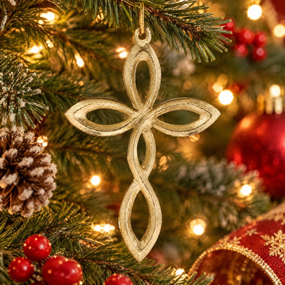 Holiday Time 5-inch cross ornament with open-loop design