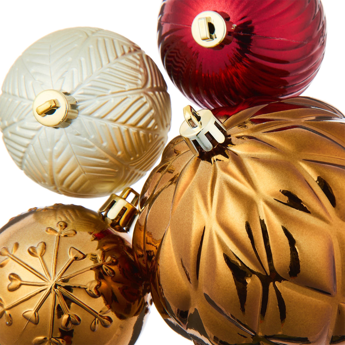 Multicolor Christmas ornaments with velvet-feel and glossy finishes