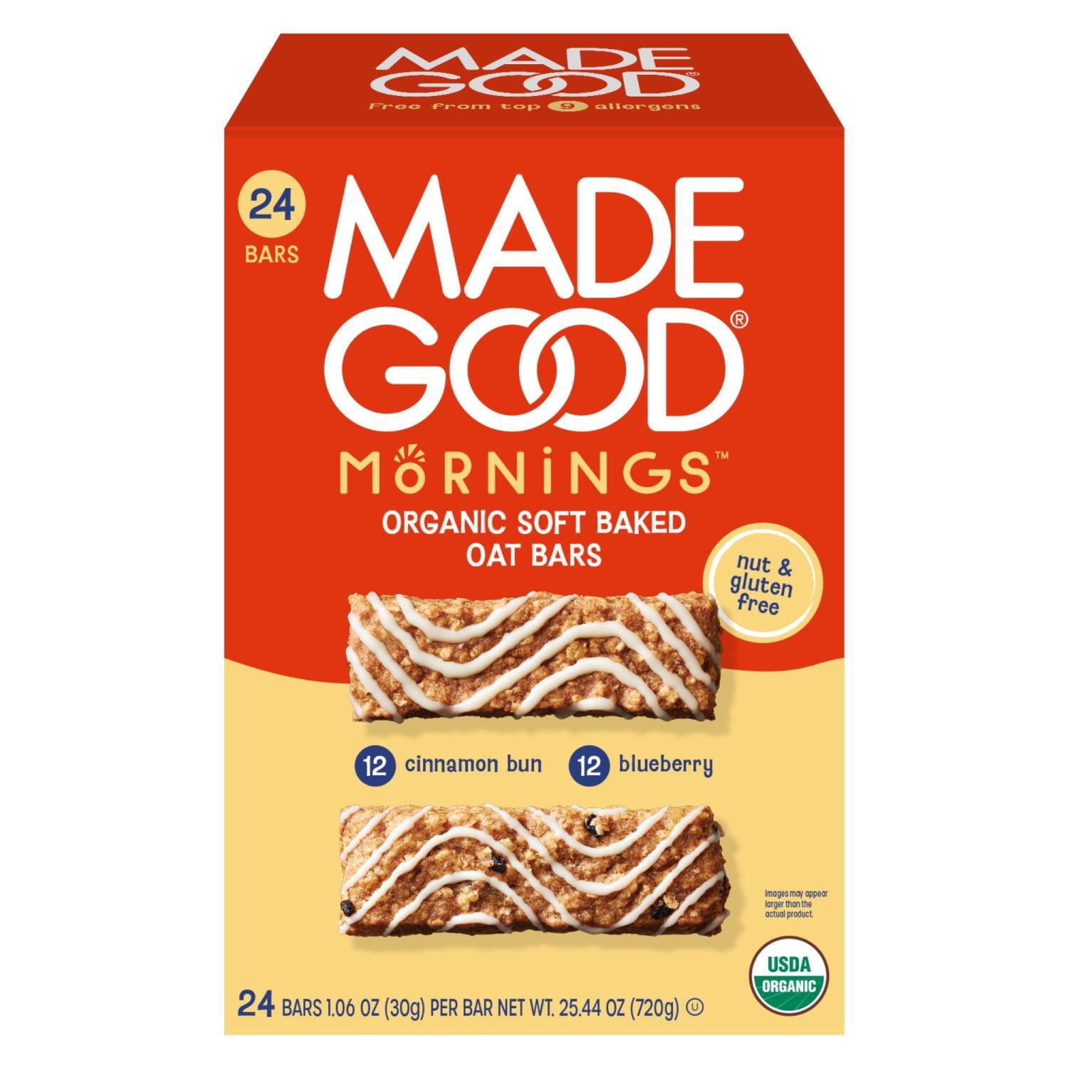 MadeGood Mornings organic soft baked oat bars variety pack 24 count