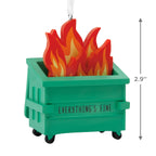 Dumpster fire Christmas tree ornament with sarcastic message