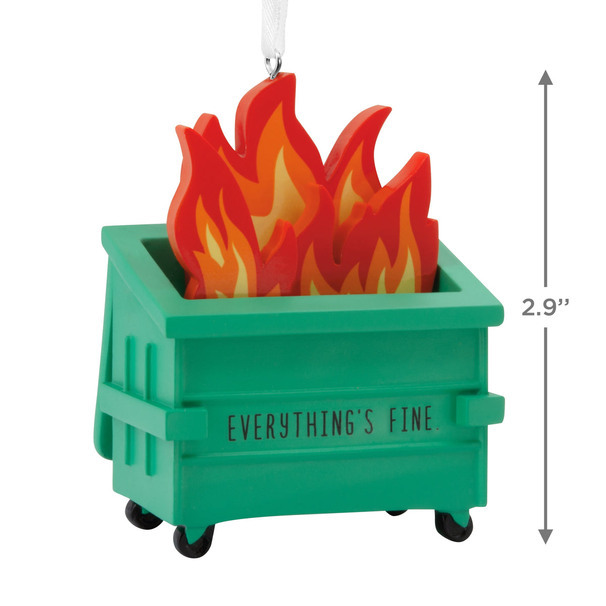 Dumpster fire Christmas tree ornament with sarcastic message