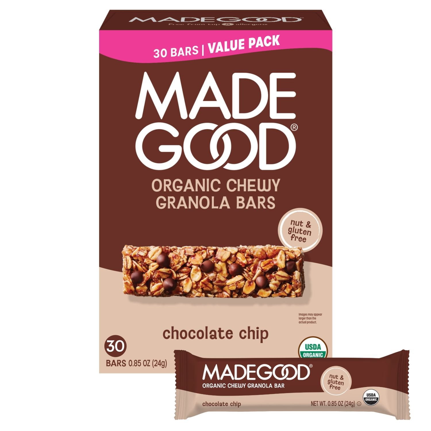 MadeGood chocolate chip granola bars 30 count box