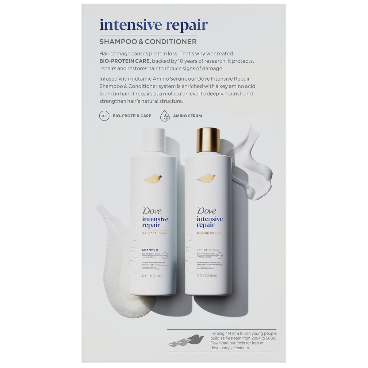 Dove damaged hair care shampoo and conditioner, 12 fl oz