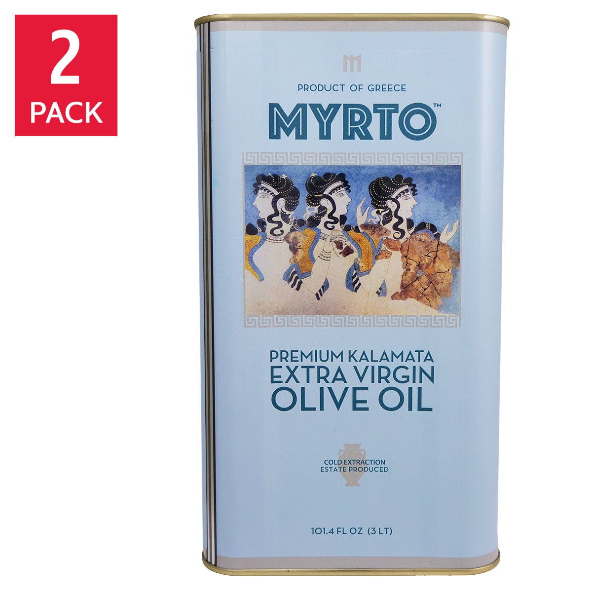 Myrtos Greek extra virgin olive oil 3L tin 2-pack