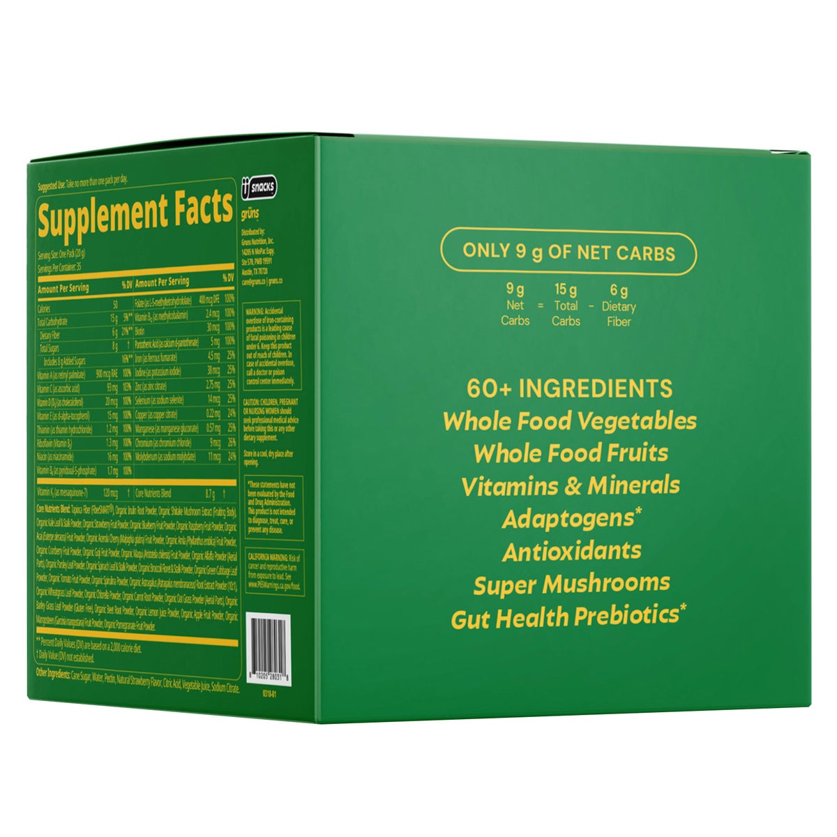 Vegan gluten-free greens supplement packs