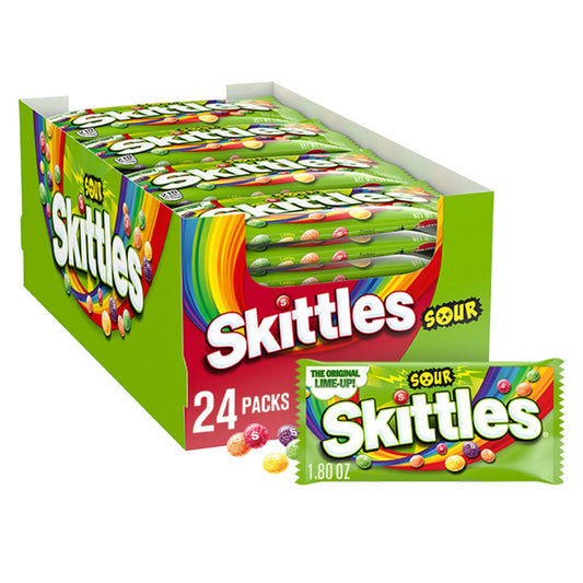 Assorted sour Skittles bite size candy flavors
