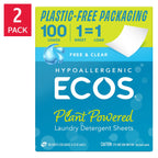 ECOS Free & Clear laundry detergent sheets 200 loads