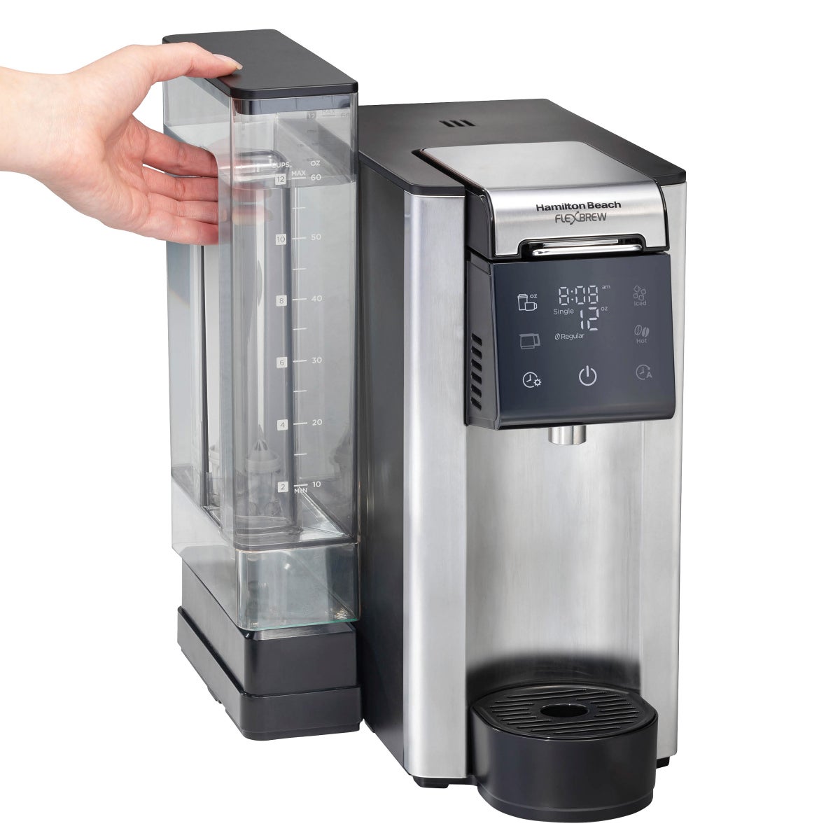 Hamilton Beach FlexBrew 60-ounce water reservoir detail