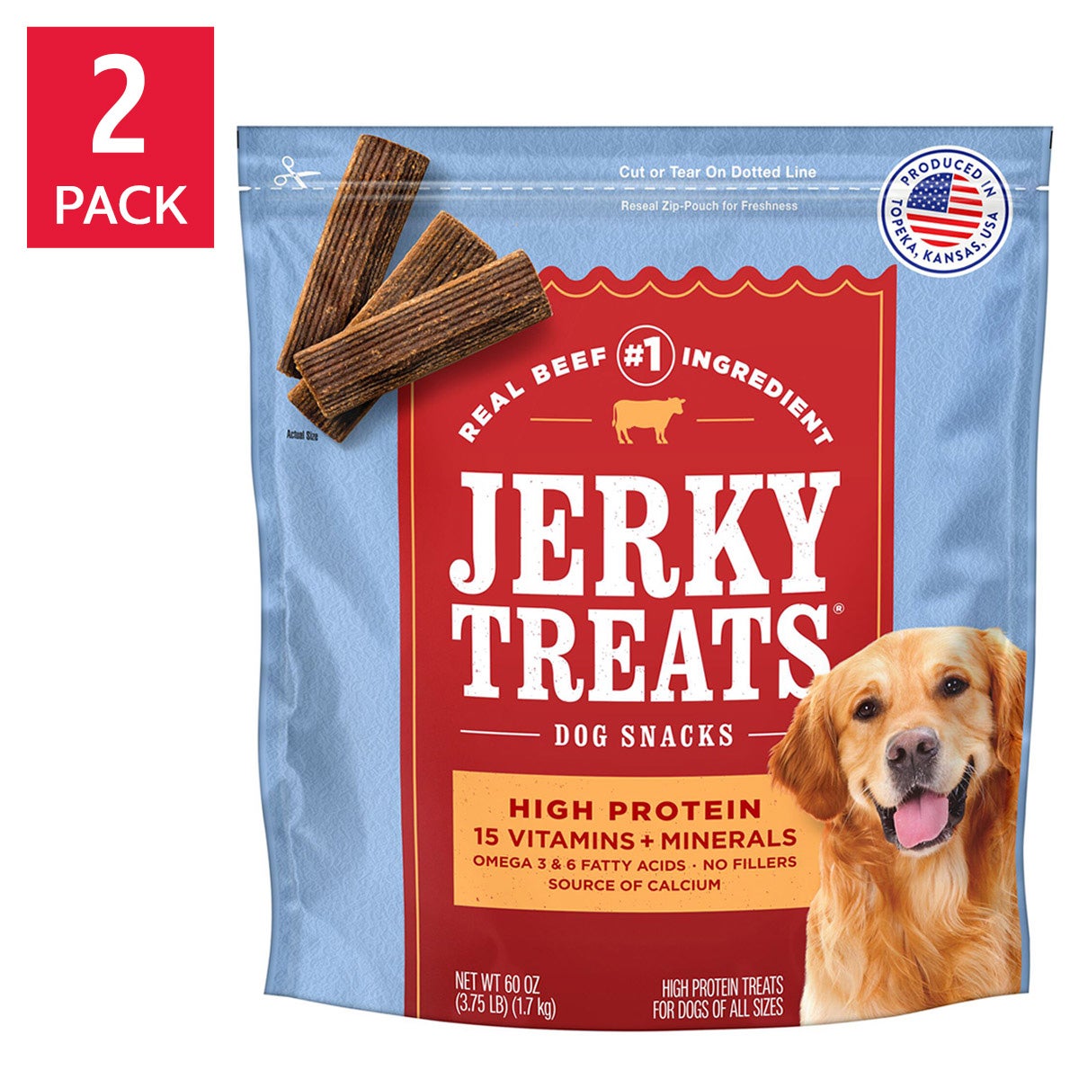 Jerky Treats American Beef Dog Snacks 2-pack