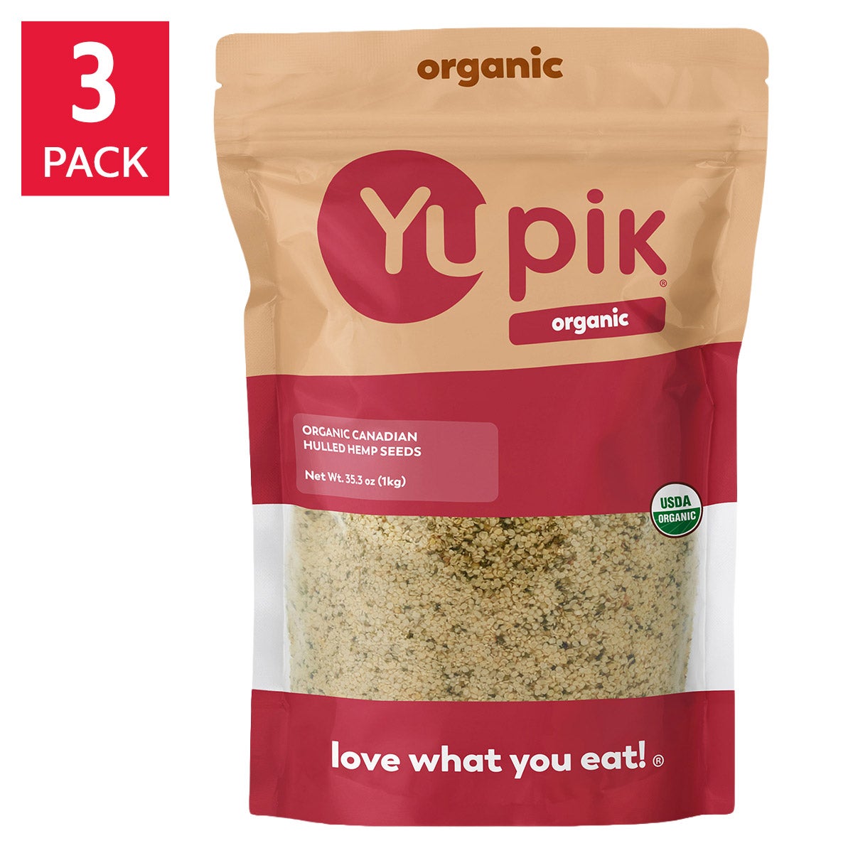 Yupik organic hulled hemp hearts 3-pack pantry staple
