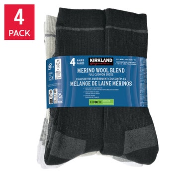 Kirkland Signature men's merino wool blend socks 4 pair