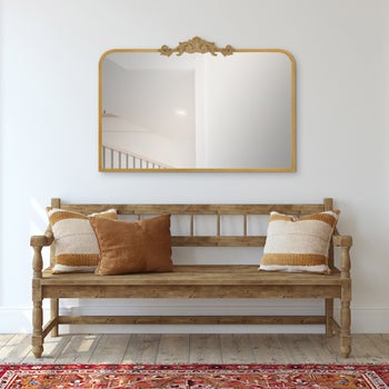 Life in Style antique gold 26 inch scroll wall mirror