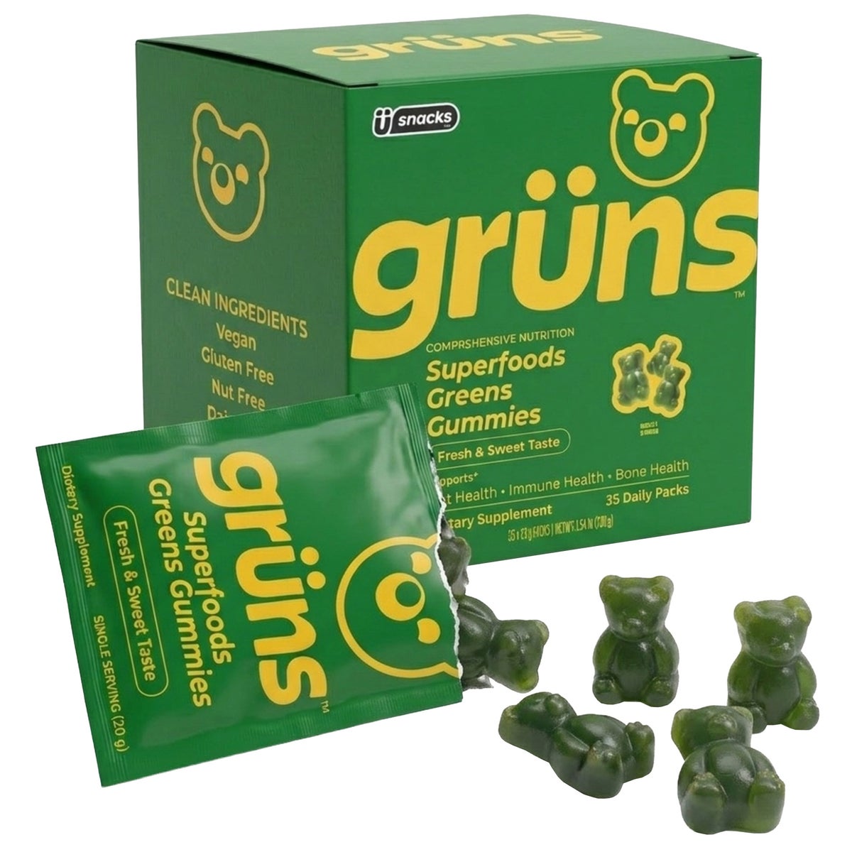 Plant-based adult greens gummies by Grüns