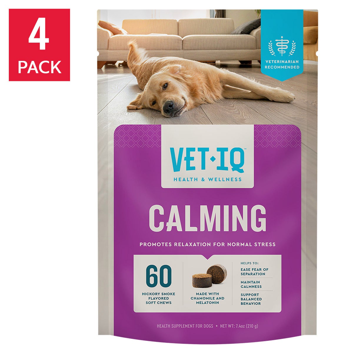 VETIQ calming hickory smoke soft chews for dogs 240 count
