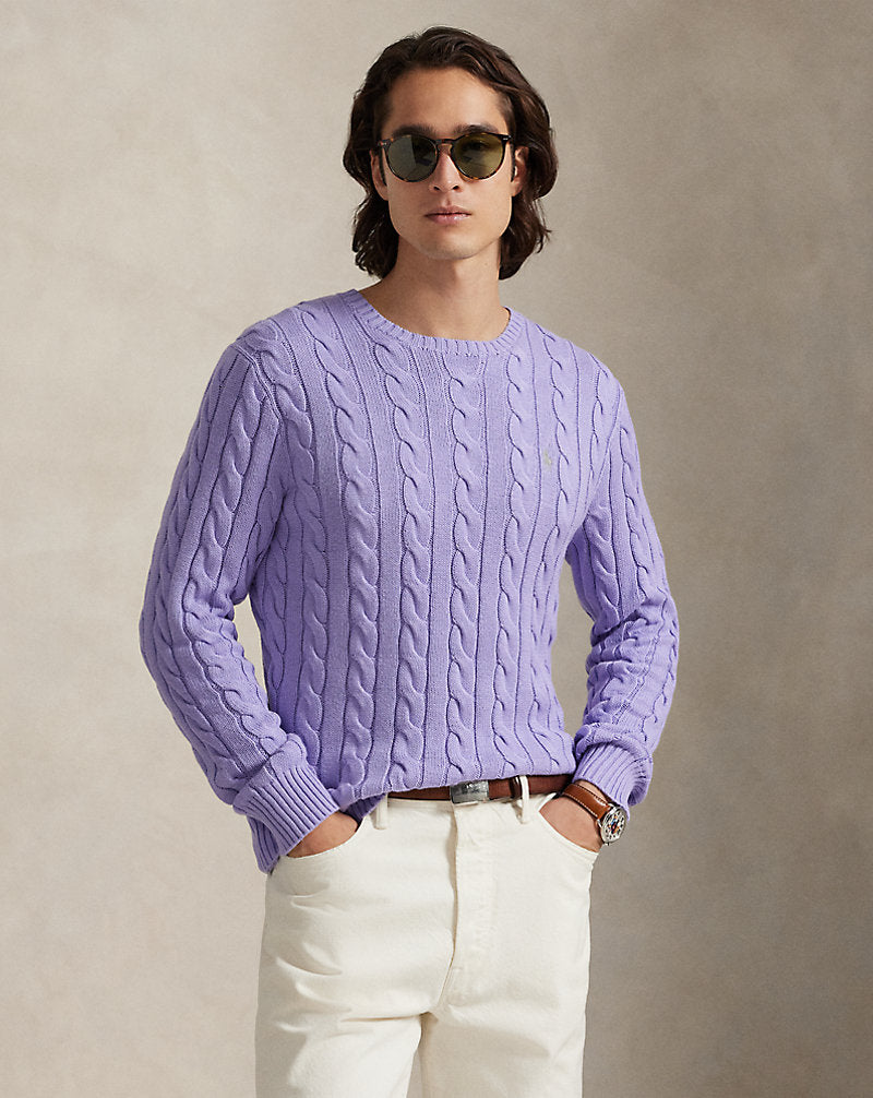Long sleeve crewneck cotton sweater