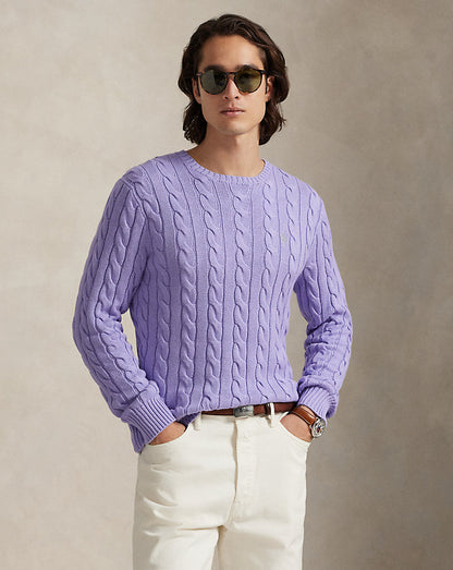 Long sleeve crewneck cotton sweater