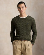 Soft cotton cable-knit sweater detail