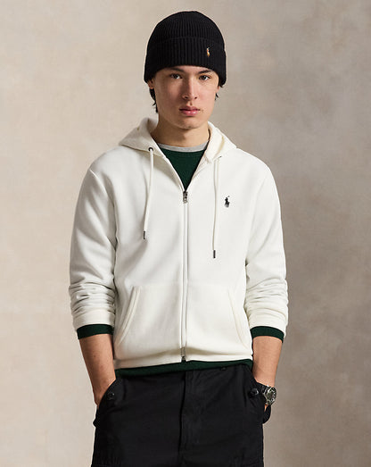 Full-zip hooded sweatshirt with ribbed hem