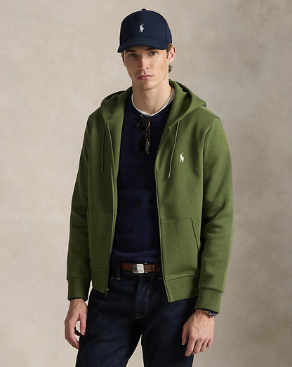 Smooth cotton-blend full-zip hoodie detail