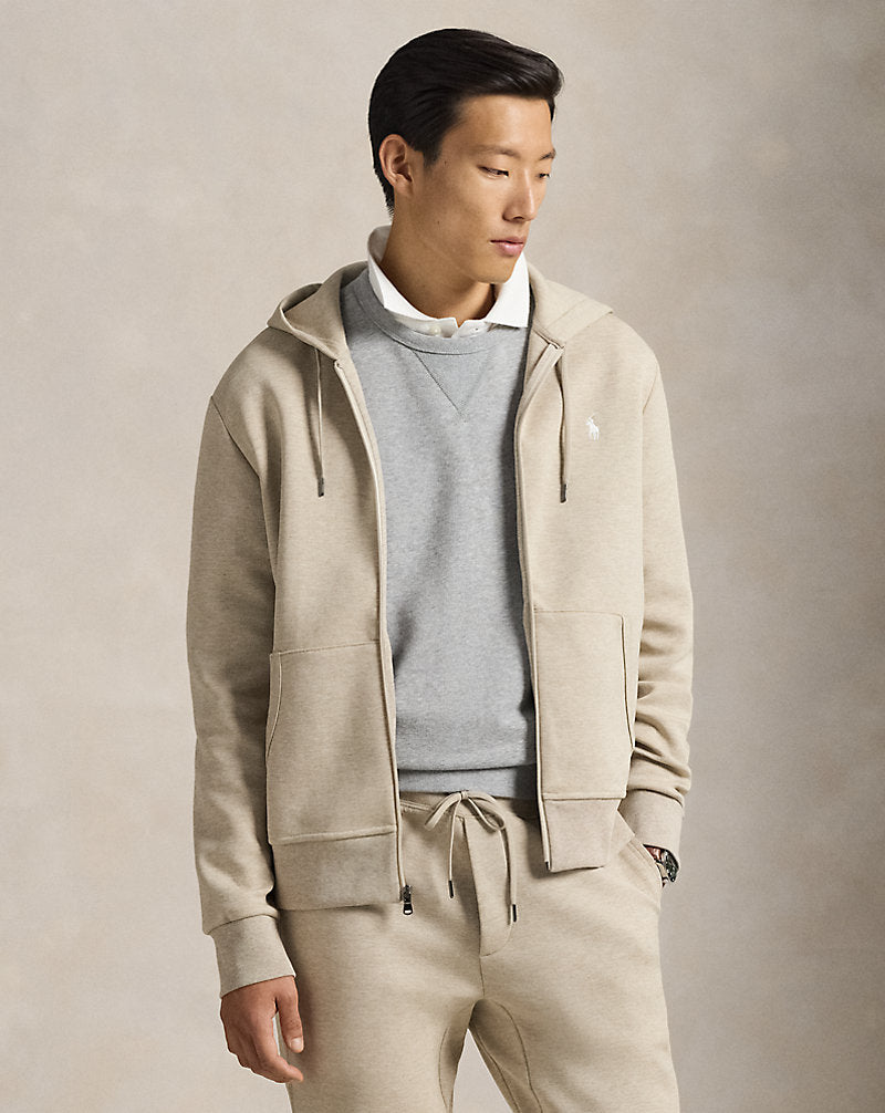 Ribbed cuff detail on full-zip hoodie