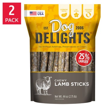Dog Delights Chewy Lamb Sticks 44 oz 2-pack dog treats